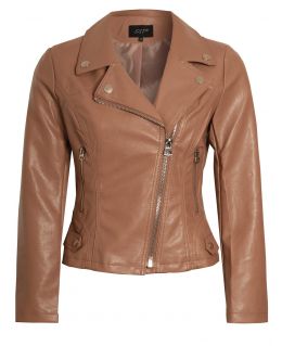 Plus Size Faux leather PU Biker Jacket, Tan, Black, UK Size 12 to 20