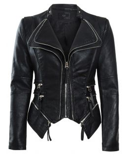 Faux Leather Biker Jacket, Pink, White, Black, Cerise, UK Sizes 8 to 16