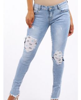 Girls Slim Fit Stretch Denim Blue Jeans with Knee Inserts, Ages 7 to 16 Years