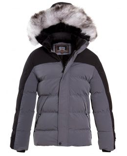 Boys Faux Fur Parka Coat, Fleece Lined, Navy, Grey, Ages 3 to 14 Years