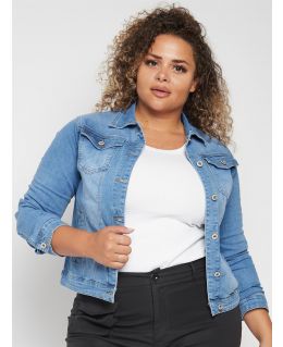 Plus Size Womens Denim Jacket, Stretch, Blue, Sizes 16 to 24