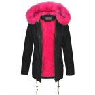 Black Jacket with Pink Faux Fur Hood