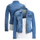 Womens Premium Stretch Fitted Denim Jacket, Denim Blue, Sizes 8 to 16