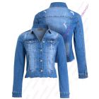 Womens Size 14 12 10 8 Stretch Fitted Denim Jacket Ladies Jean Jacket Blue