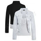 Womens Size 14 12 10 8 6 Stretch Fitted Denim Jacket Ladies Jean Jackets Black White