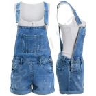 Womens Denim Dungaree Shorts, Denim Blue,  Sizes 6 to 14