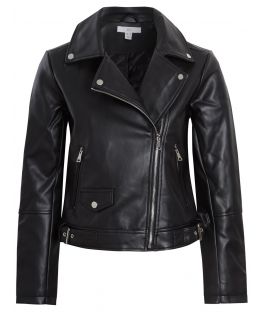 Faux leather Biker Jacket with Quilt Lining, UK Sizes 8 to 16