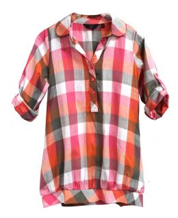 Girls Longline Multi colour Check Shirt Tunic, Childrens Ages 7 to 13 Years