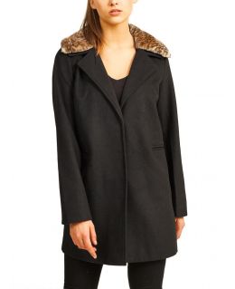 Womens Wool coat with Detachable Faux Fur Collar, Sizes 8 to 16