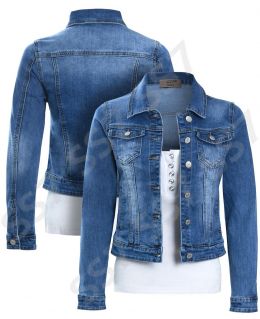 Womens Size 16 12 10 8 14 Stretch Fitted Denim Jacket Ladies Jean Jackets Blue