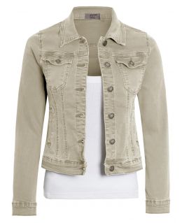 Premium Denim Jacket Stretch, Stone, UK Sizes 8 to 14