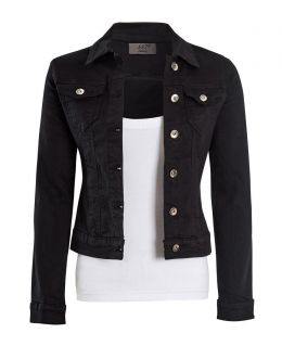 Womens Fitted Denim Jacket Ladies Stretch Black Grey Jean Jackets Size 6 8 10 12