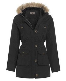  Girls Padded Parka with Faux Fur Hood