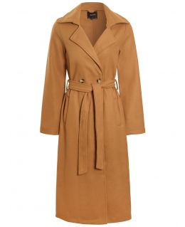Maxi Length Trench Coat in Faux Wool, Camel, Black, UK Sizes 8 to 16