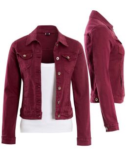 Womens Fitted Denim Jacket Ladies Stretch Berry Jean Jackets Size 6 8 10 12