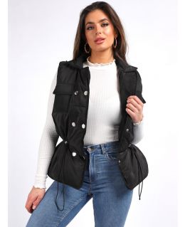 Womens Gilet Bodywarmer Quilted Jacket, Black, Khaki, UK Sizes 10 to 16