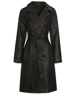 Vintage Faux Leather Trench Coat, Dark Brown, UK Sizes 8 to 16
