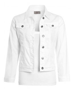 Girls Denim Jacket with Pockets in White, Cerise Pink, Childrens Ages 1 to 16 Years