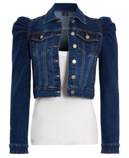 Puff Sleeve Denim Jacket, Indigo, Light Blue, UK Sizes 6 to 16