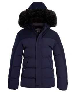 Boys Faux Fur Parka Coat, Fleece Lined, Navy, Ages 3 to 14 Years