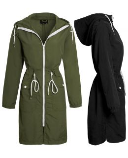 Lightweight Longline Jacket, Black, Khaki, UK Sizes Size 8 to 16
