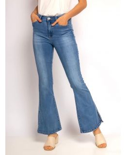 Side Slit Stretch Denim Bootcut Jeans, UK Sizes 6 to 14