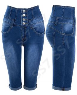  Blue Stonewashed Denim Pedal Pusher Short