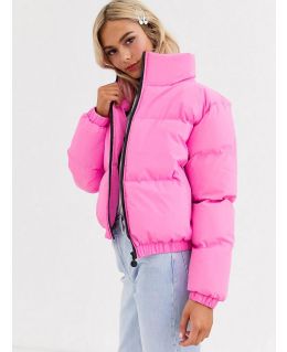 Reflective Pink Puffer Jacket, UK Sizes 8 to 16