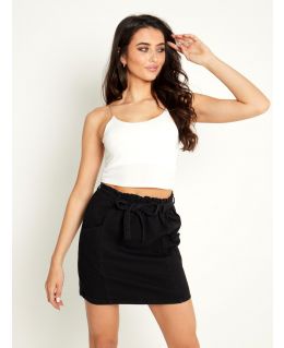 Tie Waist Short Denim Skirt, UK Sizes 6 to 14