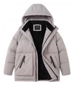 Boys Padded Puffer Coat Fleece Lined Jacket, Ages 3 to 14 Years, Grey, Black, Navy