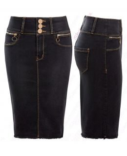 Black Rear Split Classic Stretch Pencil Skirt