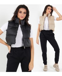 Faux Leather Bodywarmer Jacket, Black, Stone, UK Sizes 8 to 14