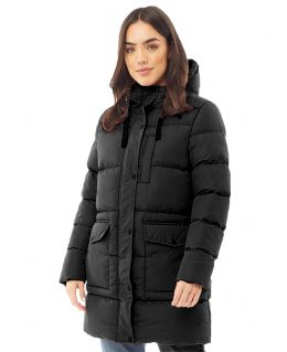 Padded Multi Pocket Parka Coat, Black, UK Sizes 8 to 16