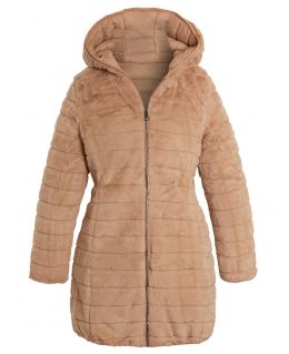 Faux Fur Reversible Coat, Beige, Black, UK Sizes 12 to 20