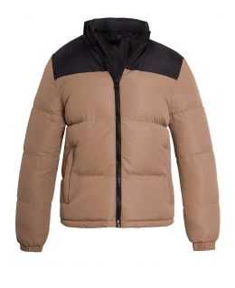 Boys Quilted Puffa Jacket, Stone, Khaki, Ages 7 to 13 Years