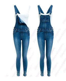 Blue Classic Stonewashed Denim Dungaree Jean