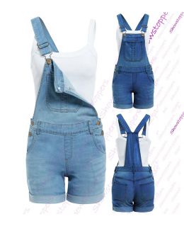 Girls Dungaree Shorts Stretch Denim Blue Girl Size Ages 7 8 10 12 13 Playsuit Short