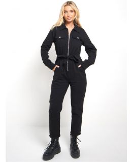 Canvas Overall All in One Boiler suit, Black, Khaki, Sizes 8 to 14