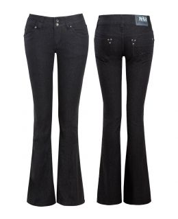  Black Slim Fit Stretch Denim Flared Jean