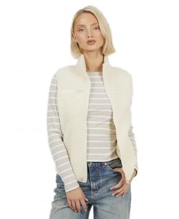 Zip Through Fleece Gilet, Black, Cream, UK Sizes 8 to 16