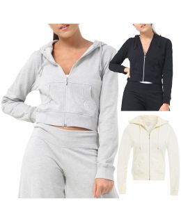 Womens Jersey Jacket Casual Stretch Training Zip Hoody Size 10 12 14 Black Grey