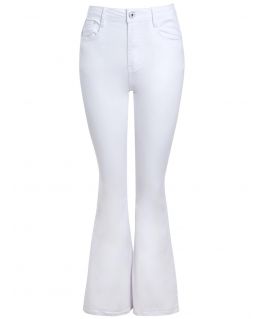 Bootcut High Waisted Twill Jeans, Black, White, UK Sizes 6 to 16