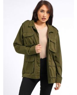 Womens Canvas Utility Jacket, Khaki, UK Sizes 8 to 16