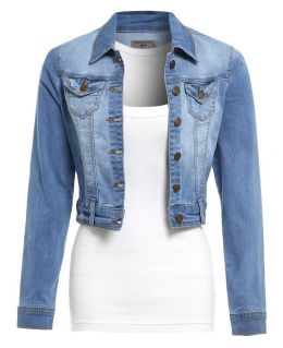 NEW Womens Denim Jacket Jean Stretch Jackets Ladies Blue Size 8 10 12 14 16