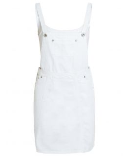 Denim Dungaree Skirt Pinafore Dress, Off White, UK Sizes 4 to 12
