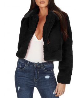 Womens Cropped Faux Fur Jacket, UK Sizes 6 to 14