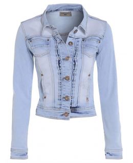 NEW DENIM JACKET Womens Jean Waist Jackets LADIES Stonewash Blue Size 8 10 12 14