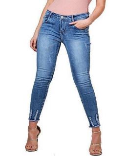 Blue Ripped Slim Jean (Curve)