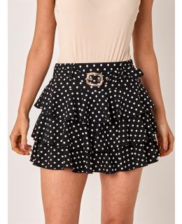 Polka Dot Rara Skirt with under shorts, Black, UK Sizes 6 to 12