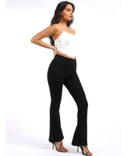 High Waist Flare Stretch Trousers with side Slit, UK Sizes 8 to 14